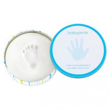 Tiny Ideas My Baby's Print Round Keepsake Tin - blue