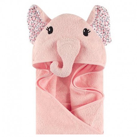 HOODED TOWEL - pink elephant