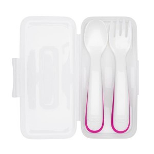 OXO TOT ON THE GO PLASTIC FEEDING SPOON WITH CASE - pink